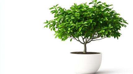Fototapeta premium A vibrant green plant in a modern white pot, perfect for home decor or gardening.
