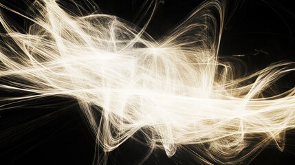 Fototapeta premium Golden energy swirls on black background, abstract art, digital design