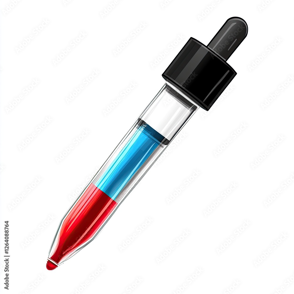 Poster lab dropper with red and blue liquid