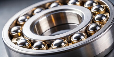 Angular bearing with metal races and balls in a mechanical device, precision engineering, technical component, manufacturing process, technical component