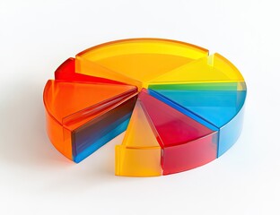 Obraz premium Colorful transparent pie chart graphic on white background