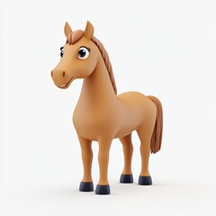 horse, 3d style imitation, cartoon icon, white background