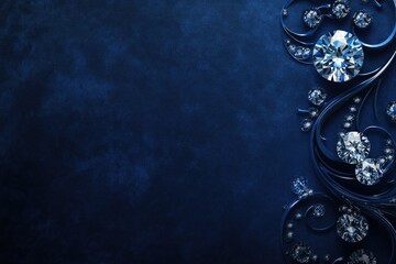 Blue Diamonds Adorn Elegant Swirling Metalwork Design