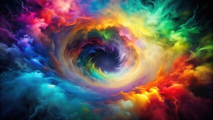 Fototapeta premium Vortex of colorful mist swirling around a central axis , misty, blur, misty
