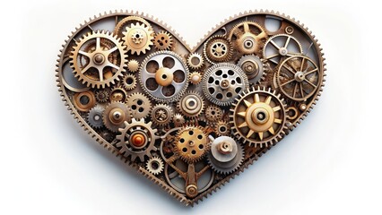 Obraz premium Mechanical Heart with Gears and Cogs , inner mechanism, mechanical heart, inner mechanism, mechanical heart