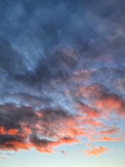 red sky with clouds