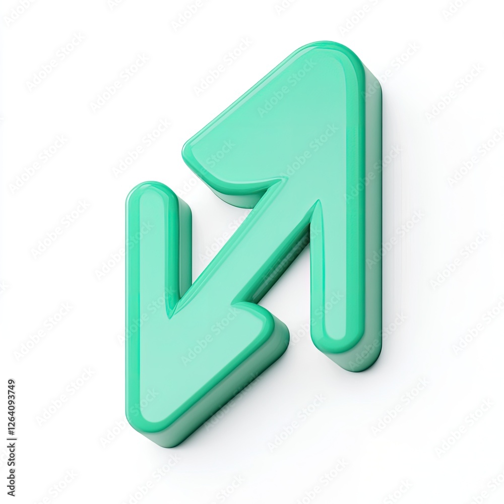Poster 3d mint green up and down arrow icon on white background