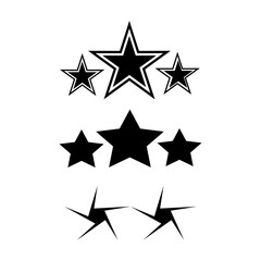star vector elements with various shapes in black