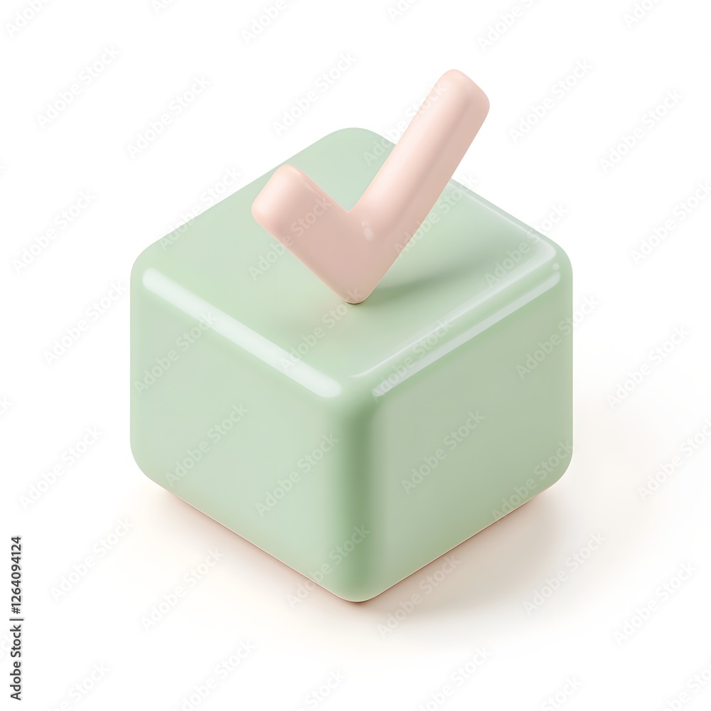 Poster pastel square icon with checkmark on white background