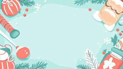 Festive holiday-themed illustration featuring decorative elements and a blank center for text