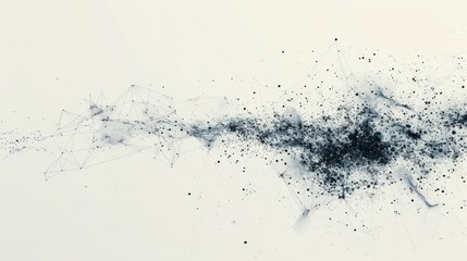 Obraz premium A minimalist abstract composition featuring a digital network of connected points and lines in black and white. Represents AI, data analysis, and futuristic technology. AI generated.