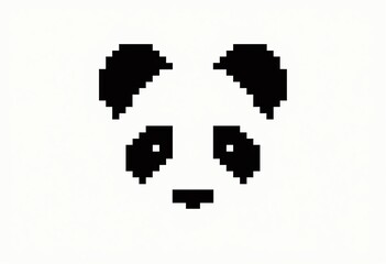 Simple Pixel Art Panda Spell Icon: Black and Light Grey Pattern for RPG Game UI, Flat Design, Clean Outline, White Background

