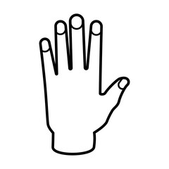 Human Hand Outline Drawing in Black and White for Anatomy and Education