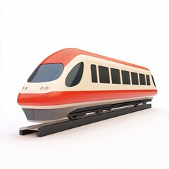 monorail, 3d style imitation, cartoon icon, white background