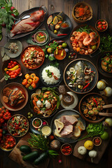 A Colorful Display of Regional Culinary Traditions: From Spicy Dishes to Seafood and Fresh Produce