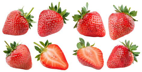 Fresh and Juicy Strawberries on White Background for Culinary Use, isolated on transparent background