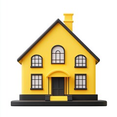 3D yellow house icon isolated on white