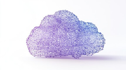 Fototapeta premium Purple-blue cloud network digital data visualization on white