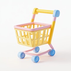 online shopping cart concept, 3d style imitation, cartoon icon, white background