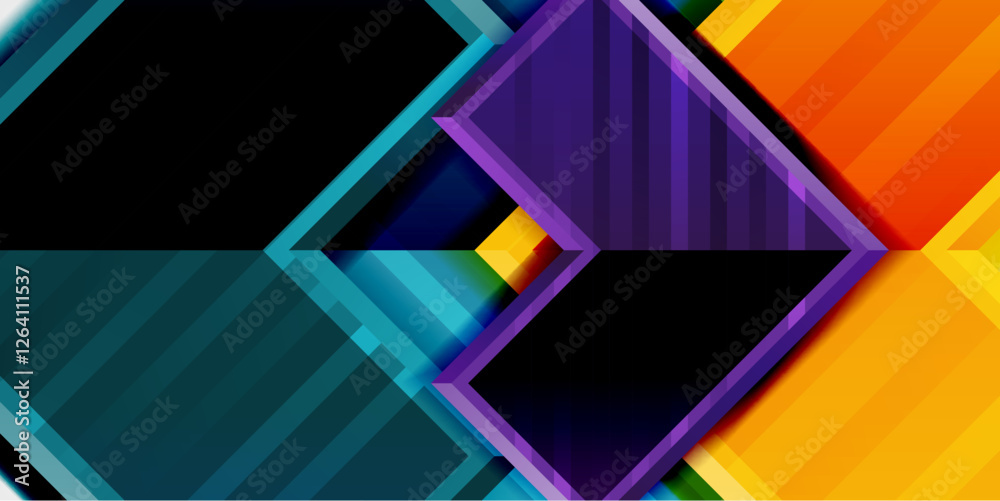 Poster Arrow symbols created with 3d effects and line texture geometric abstract background