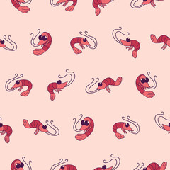 Vector Shrimp Pattern Illustration Seamless for Wallpaper Background Cover Packaging