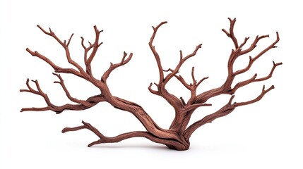 Fototapeta premium Intricate dry tree branches showcasing natural beauty against a plain background, ideal for decor