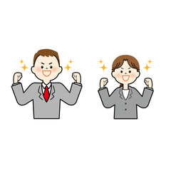 ガッツポーズをするキラキラ輝く社会人