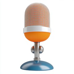 podcast microphone, 3d style imitation, cartoon icon, white background