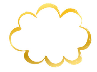 金色の筆書きのもこもこ、雲形の吹き出し
