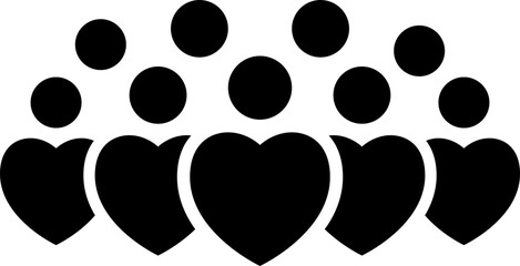 people icon solid, teamwork, business people,heart, group people