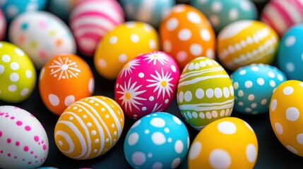 Obraz premium Colorful Decorated Eggs for Easter Celebration and Festive Events