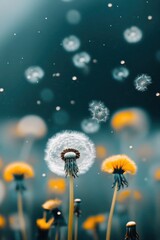 Obraz premium Dandelion plant in Spring field.