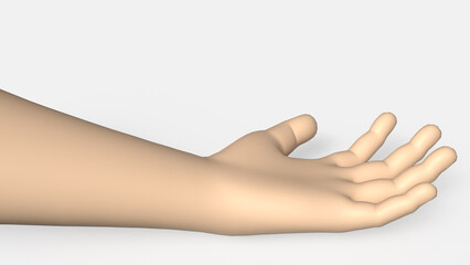 The Hand on white Background 3d Rendering.