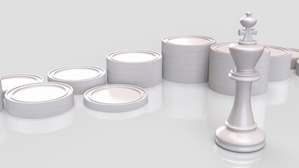 The white  king chess for Business concept 3d Rendering.