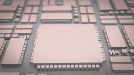 The White PCB Board for It to Technology concept 3d Rendering.