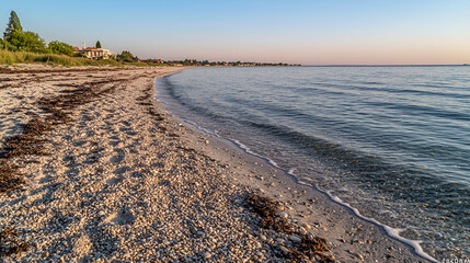 Serene beach landscape coastal area photography tranquil environment wide angle nature's beauty