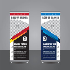 Naklejka premium New roll up banner template bundle. advertising, background, banner, biochemistry, biology, blue, brochure, business promotion signage standee vector layout 