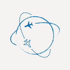 Blue global travel icon vector
