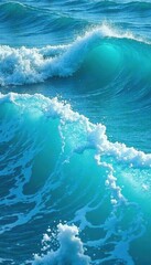 Ocean wave pattern with white foam and clear blue colour, aqua, sea, water