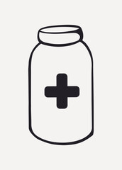 Obraz premium Medicine bottle retro line illustration, collage element vector