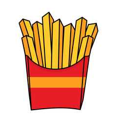 French Fries Flat Icon Yellow Crispy Fries in a Classic Red Box Perfect for Food Icons Menus Stickers Posters Apps and Digital Illustrations