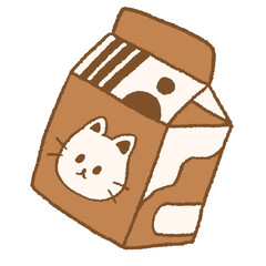Cat Milk Carton Japanese Style Illustration