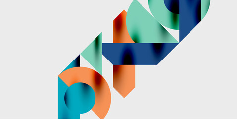 Detailed composition of circles, semicircles, and triangles with glossy effects and smooth gradients. A sleek and modern vector design for creative and tech-inspired projects