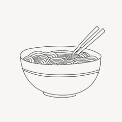 Noodle bowl line art vector