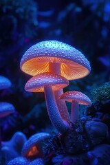Fototapeta premium Closeup view of fresh mushroom in forest in Spring.