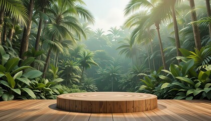 Fototapeta premium Wooden Platform in Tropical Forest