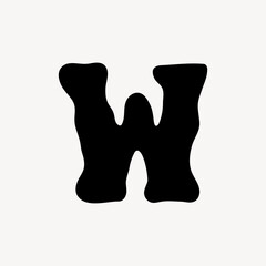 W letter, white abstract English alphabet vector