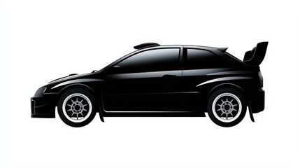 Fototapeta premium Stylish silhouette of a racing car on a white isolated background, showcasing aerodynamic design and speed-focused features.