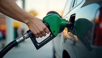 gas pump nozzles at gas station