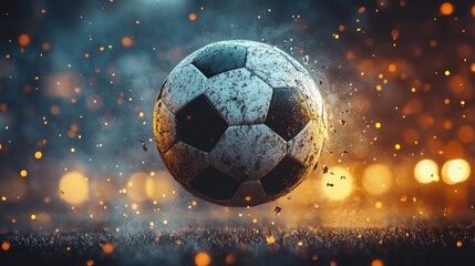 Fototapeta premium People playing soccer game in field.